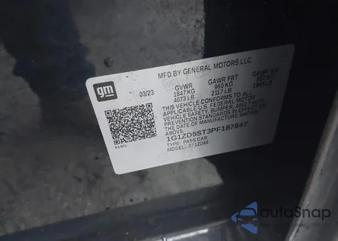 2023 Chevrolet Malibu Fwd 1Lt from USA, damaged, VIN 1G1ZD5ST3PF187847